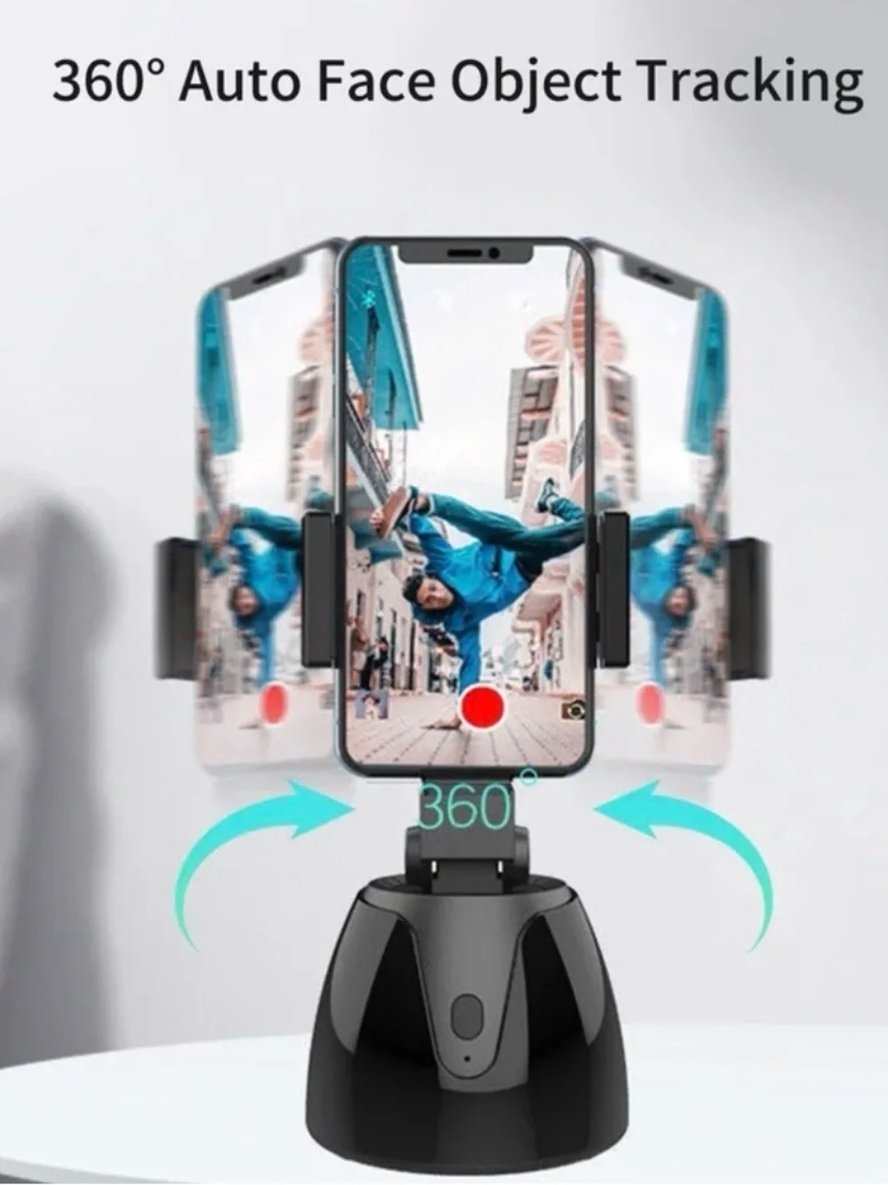 360° Auto Face Tracking Phone Holder – Smart Tripod Compatible for Recording